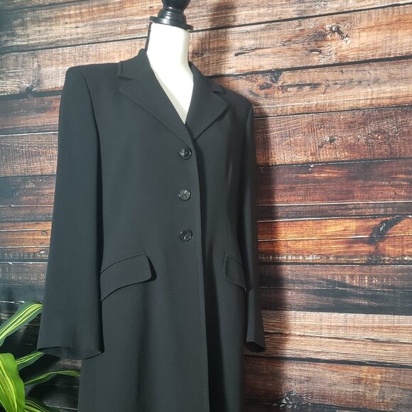Jones New York Womens 8 Black Long Blazer Jacket Coat Lined Pockets 3 Button - Picture 5 of 9